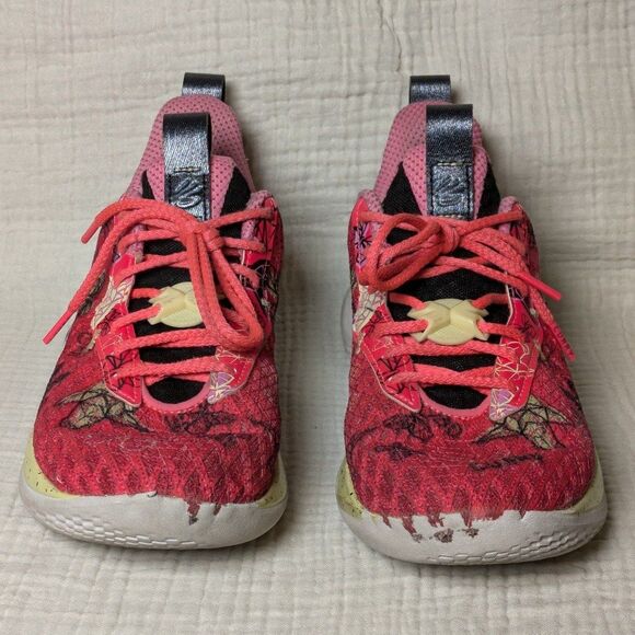 W9.5 / M8 - Under Armour Curry Flow 10 Unicorn & Butterfly Pink Black Shoes - Picture 2 of 10